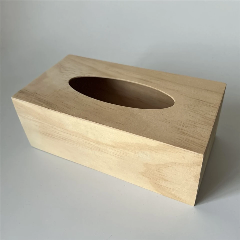 Caja de tejido cuadrado de madera